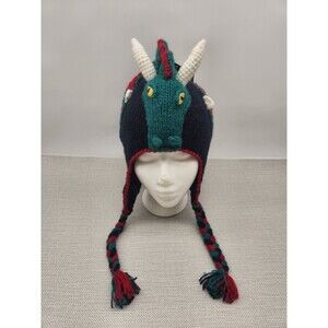 Andes Gifts Girls Dragon Knit Hat Acrylic Alpaca Winter Snow Fleece Lined